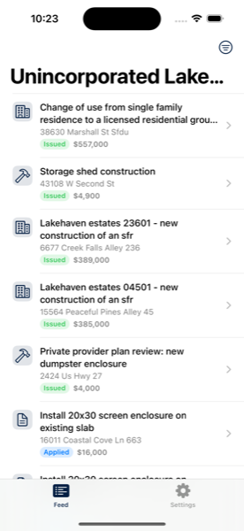 PermitWire — live permit feed for Lake County
