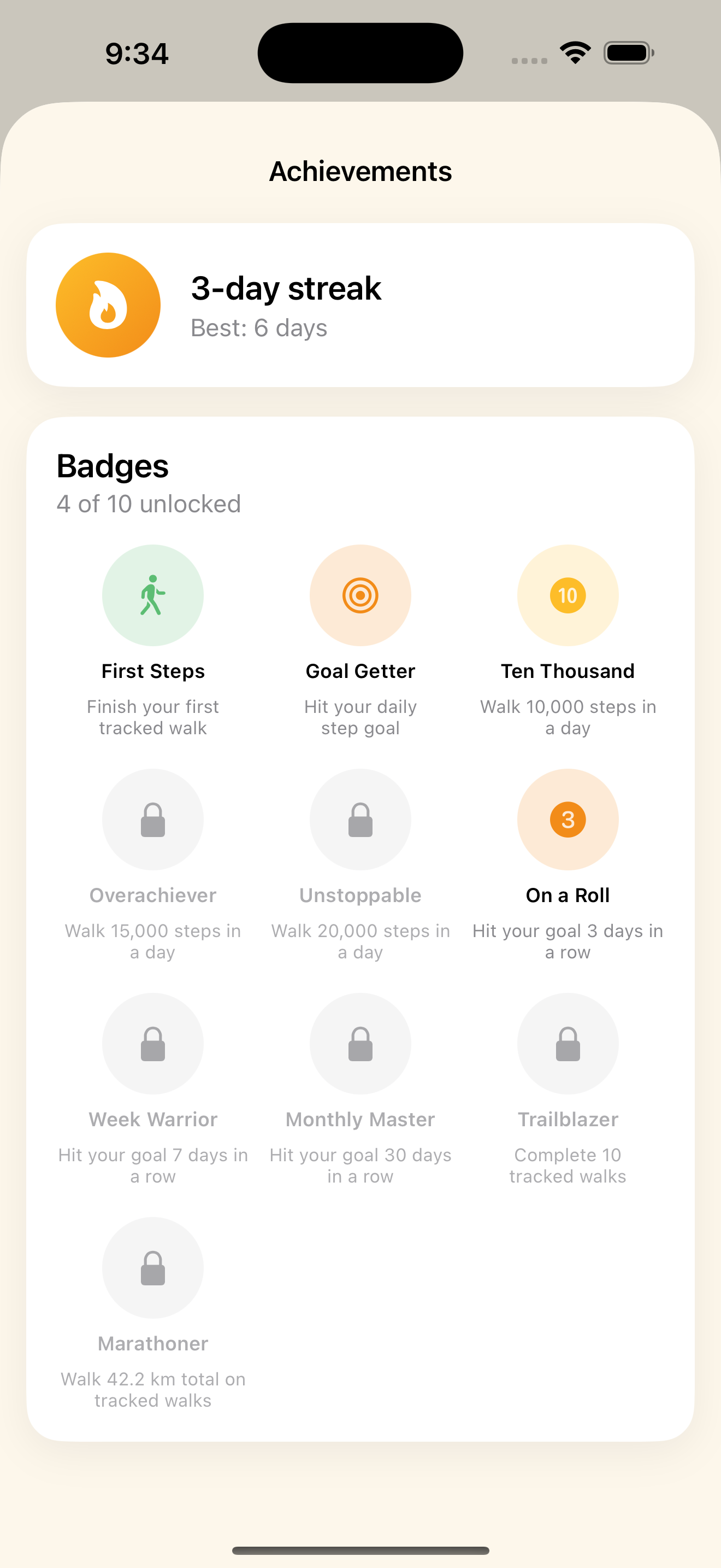 StepHive — Streaks and achievement badges