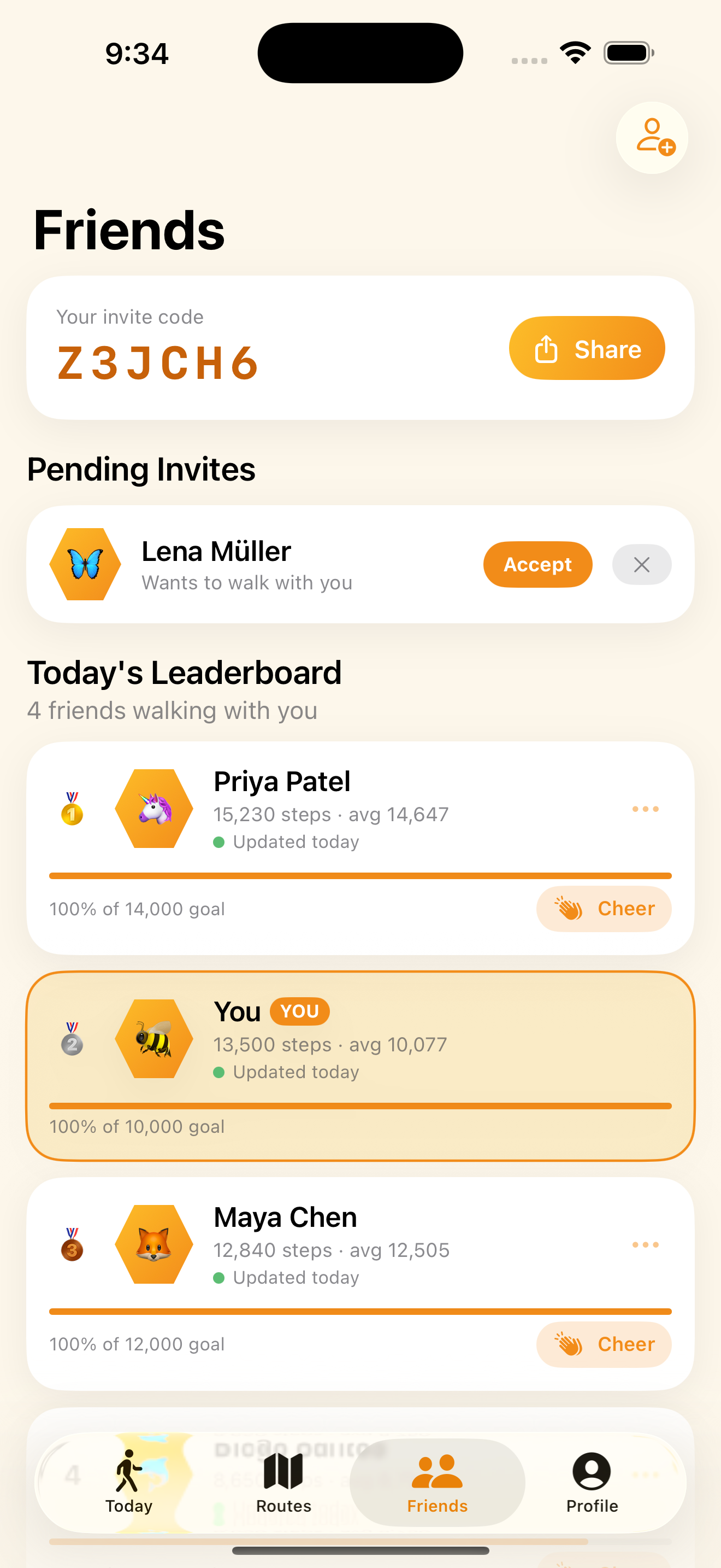 StepHive — Friends leaderboard